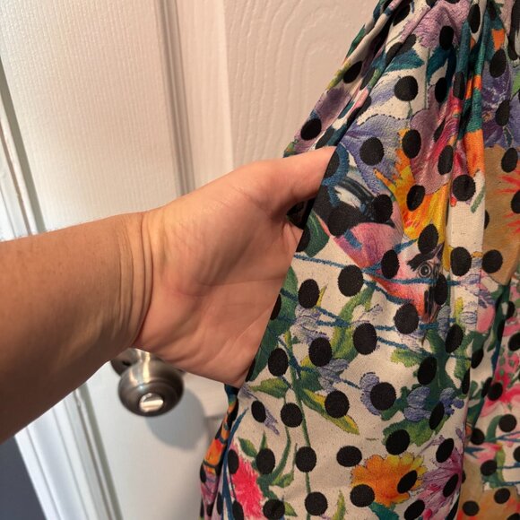 Corey Lynn Calter Anthropologie Lavendal Floral Polka Dot Strapless Dress - Picture 7 of 9